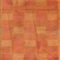 Square Abstract Orange Red Checkered Rug, abs5203