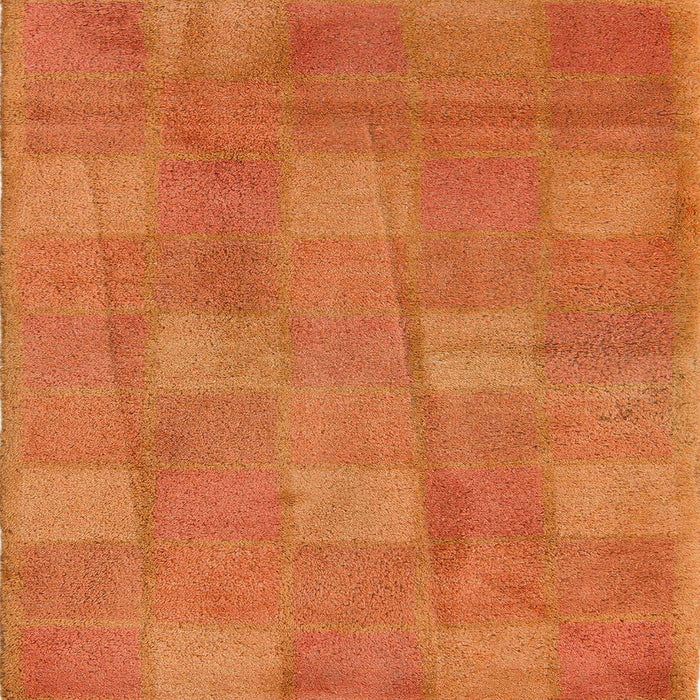 Square Abstract Orange Red Checkered Rug, abs5203
