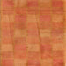 Square Abstract Orange Red Checkered Rug, abs5203