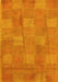 Machine Washable Checkered Yellow Modern Rug, wshabs5203yw