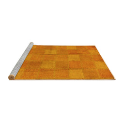 Sideview of Machine Washable Checkered Yellow Modern Rug, wshabs5203yw