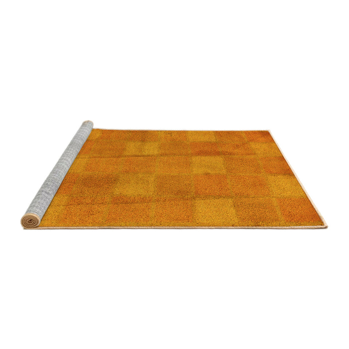 Sideview of Machine Washable Checkered Yellow Modern Rug, wshabs5203yw