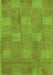 Machine Washable Checkered Green Modern Area Rugs, wshabs5203grn