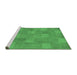 Sideview of Machine Washable Checkered Emerald Green Modern Area Rugs, wshabs5203emgrn