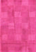 Machine Washable Checkered Pink Modern Rug, wshabs5203pnk