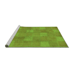Sideview of Machine Washable Checkered Green Modern Area Rugs, wshabs5203grn