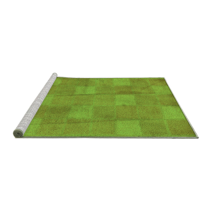Sideview of Machine Washable Checkered Green Modern Area Rugs, wshabs5203grn