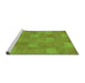 Sideview of Machine Washable Checkered Green Modern Area Rugs, wshabs5203grn