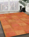 Machine Washable Abstract Orange Red Rug in a Family Room, wshabs5203