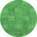 Round Checkered Emerald Green Modern Rug, abs5203emgrn