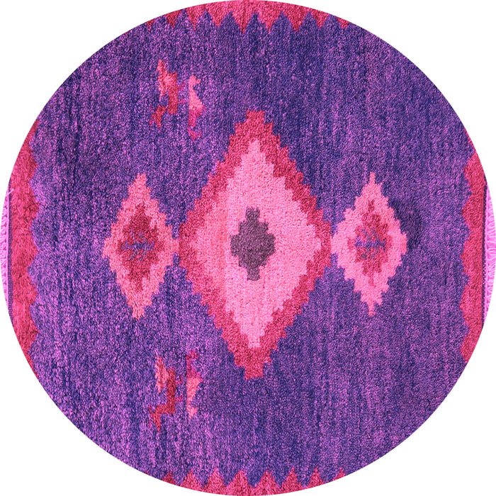 Round Machine Washable Southwestern Pink Country Rug, wshabs5204pnk