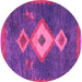 Round Machine Washable Southwestern Pink Country Rug, wshabs5204pnk