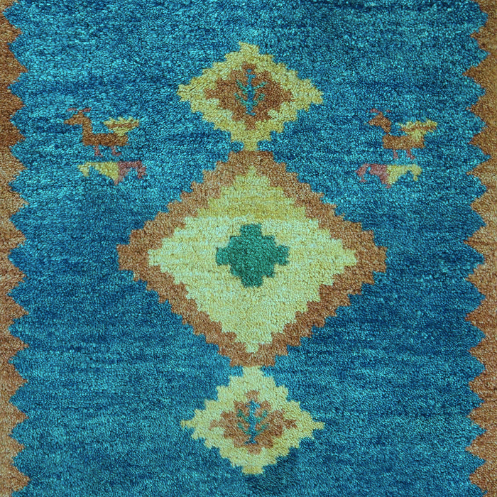 Machine Washable Southwestern Light Blue Country Rug, wshabs5204lblu