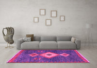 Machine Washable Southwestern Pink Country Rug, wshabs5204pnk