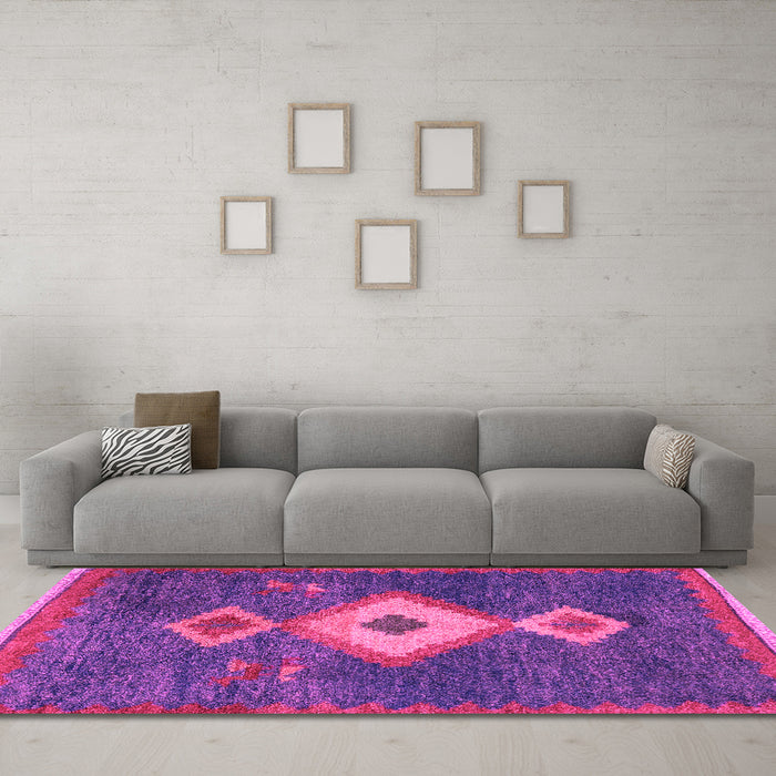 Machine Washable Southwestern Pink Country Rug in a Living Room, wshabs5204pnk
