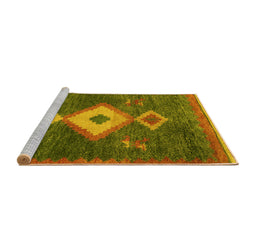 Sideview of Machine Washable Southwestern Yellow Country Rug, wshabs5204yw
