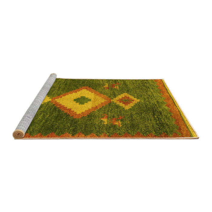 Sideview of Machine Washable Southwestern Yellow Country Rug, wshabs5204yw