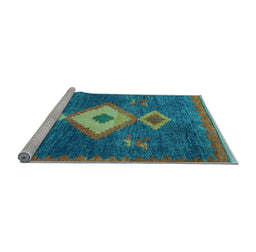 Sideview of Machine Washable Southwestern Light Blue Country Rug, wshabs5204lblu