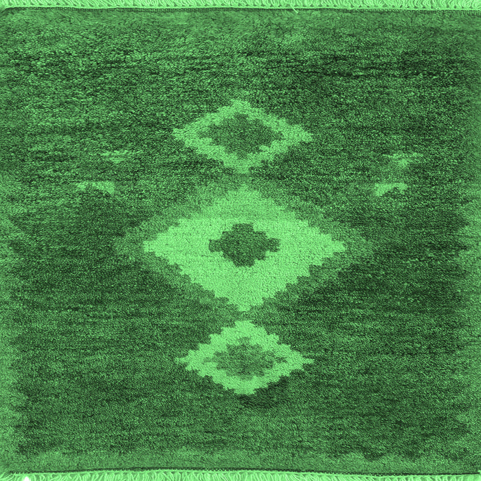 Square Machine Washable Southwestern Emerald Green Country Area Rugs, wshabs5204emgrn