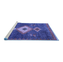 Sideview of Machine Washable Southwestern Blue Country Rug, wshabs5204blu