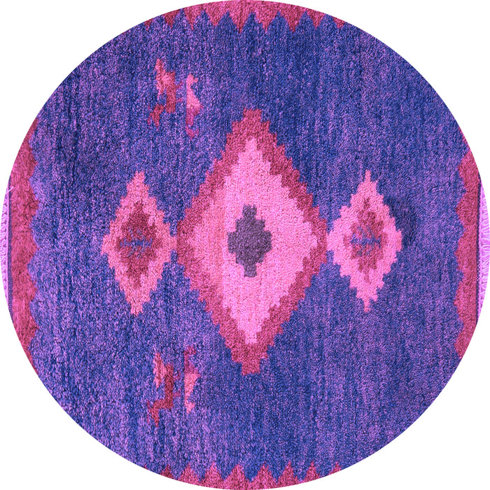 Round Machine Washable Southwestern Purple Country Area Rugs, wshabs5204pur