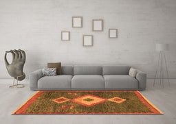 Machine Washable Southwestern Orange Country Area Rugs in a Living Room, wshabs5204org