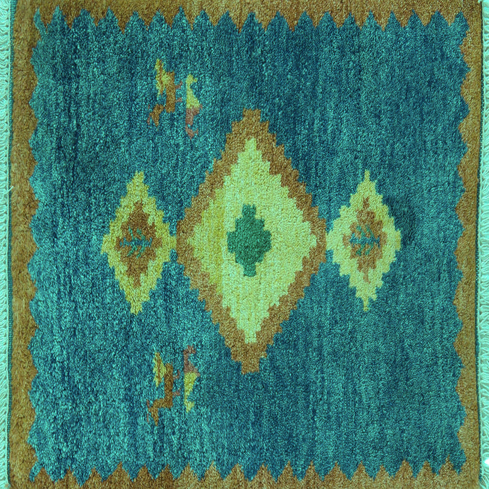 Square Southwestern Turquoise Country Rug, abs5204turq