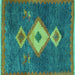 Square Southwestern Turquoise Country Rug, abs5204turq