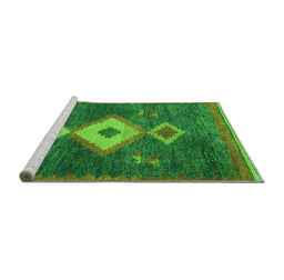 Sideview of Machine Washable Southwestern Green Country Area Rugs, wshabs5204grn