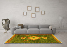 Machine Washable Southwestern Yellow Country Rug in a Living Room, wshabs5204yw