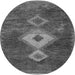 Round Southwestern Gray Country Rug, abs5204gry