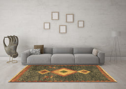 Machine Washable Southwestern Brown Country Rug in a Living Room,, wshabs5204brn