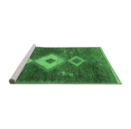 Sideview of Machine Washable Southwestern Emerald Green Country Area Rugs, wshabs5204emgrn