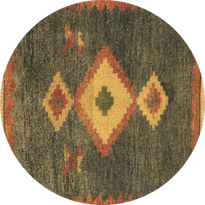 Round Southwestern Brown Country Rug, abs5204brn
