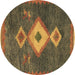 Round Southwestern Brown Country Rug, abs5204brn