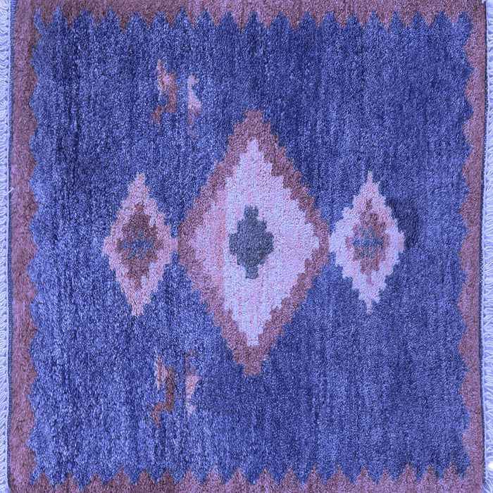 Square Machine Washable Southwestern Blue Country Rug, wshabs5204blu