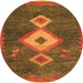 Round Southwestern Orange Country Rug, abs5204org