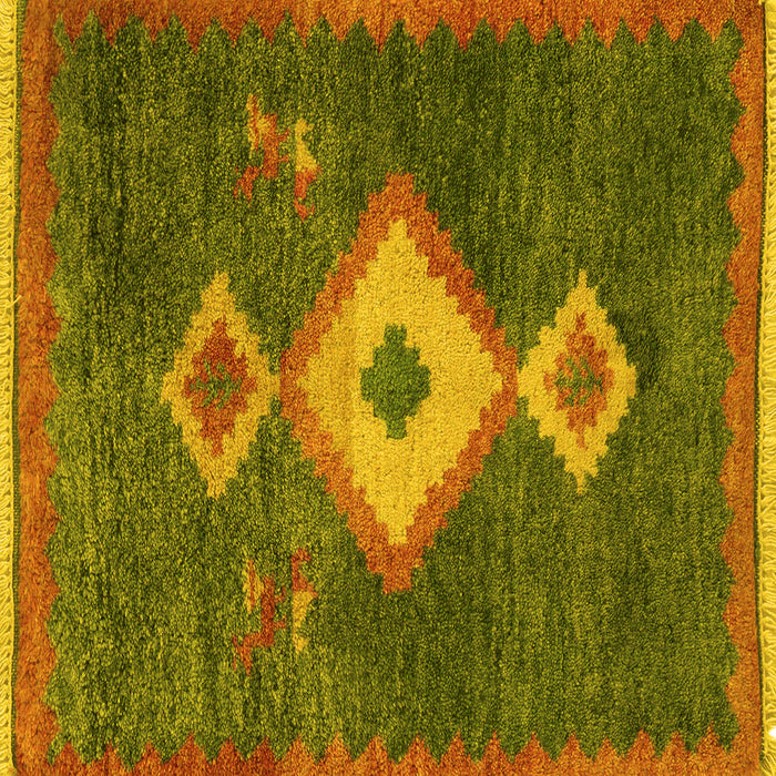 Square Southwestern Yellow Country Rug, abs5204yw