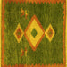 Square Southwestern Yellow Country Rug, abs5204yw