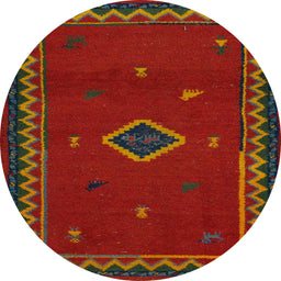 Round Machine Washable Abstract Red Rug, wshabs5205