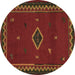 Round Southwestern Brown Country Rug, abs5205brn