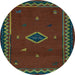 Round Southwestern Light Blue Country Rug, abs5205lblu