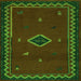 Square Machine Washable Southwestern Green Country Area Rugs, wshabs5205grn