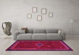 Machine Washable Southwestern Pink Country Rug in a Living Room, wshabs5205pnk