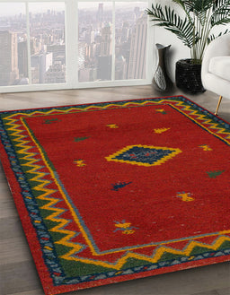 Abstract Red Southwestern Rug in Family Room, abs5205