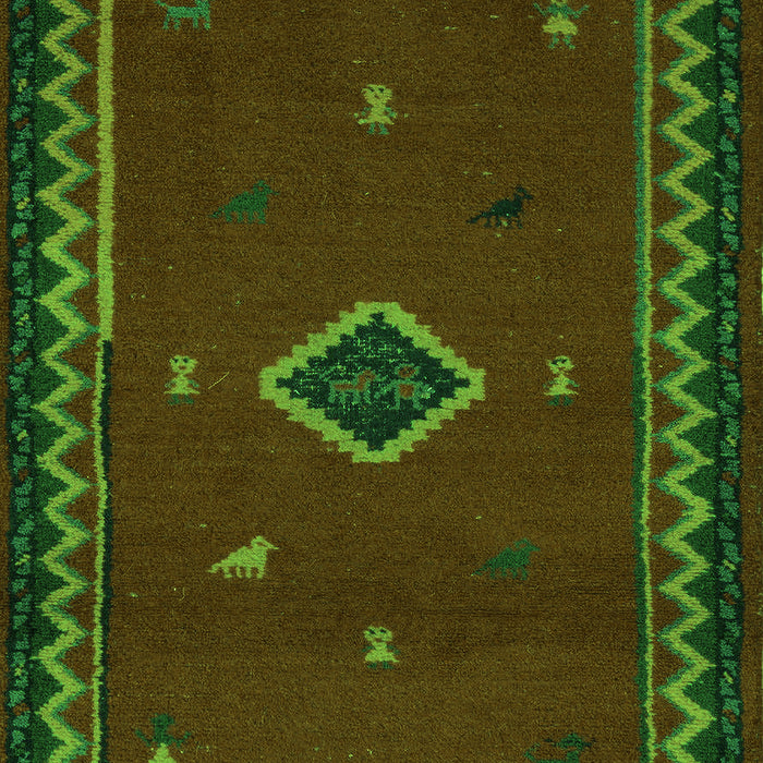 Machine Washable Southwestern Green Country Area Rugs, wshabs5205grn