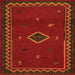 Square Machine Washable Southwestern Orange Country Area Rugs, wshabs5205org