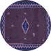 Round Southwestern Blue Country Rug, abs5205blu