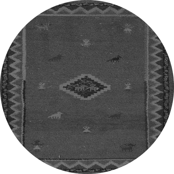 Round Southwestern Gray Country Rug, abs5205gry
