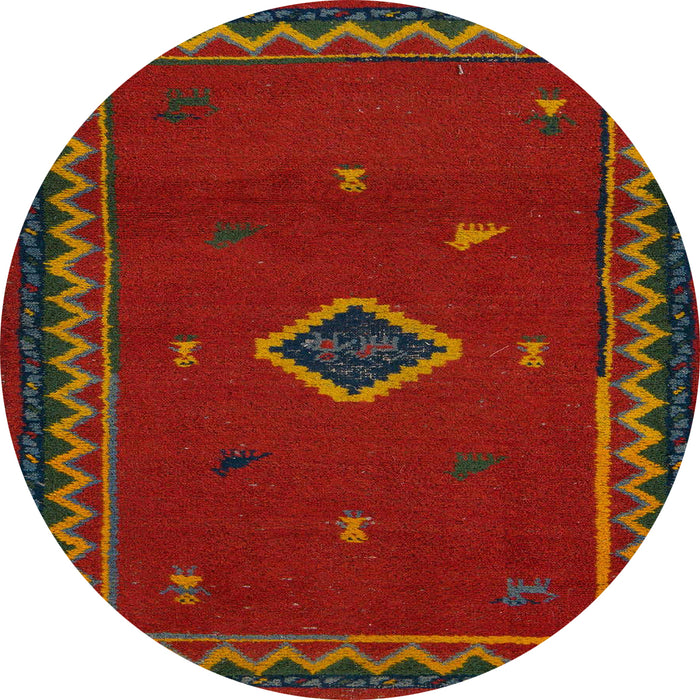 Round Abstract Red Southwestern Rug, abs5205